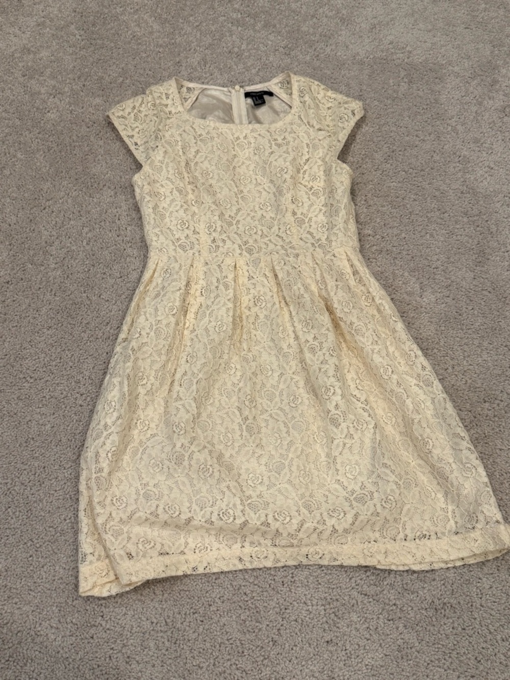 Forever 21 Cream Lace Fit-and-Flare Dress